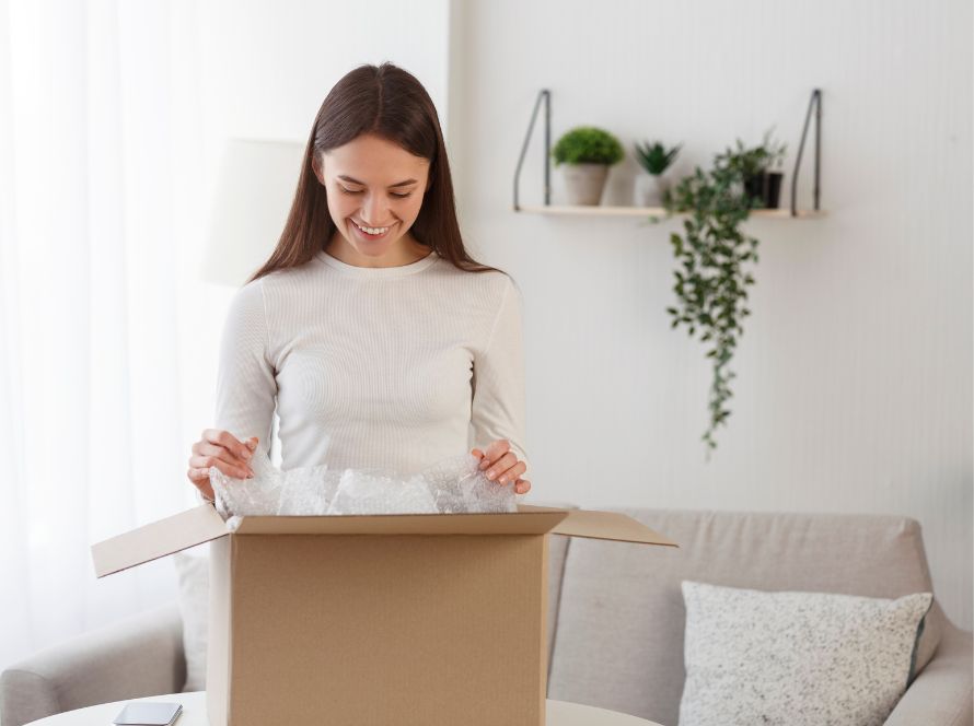 millennial dame ontvangt cadeau